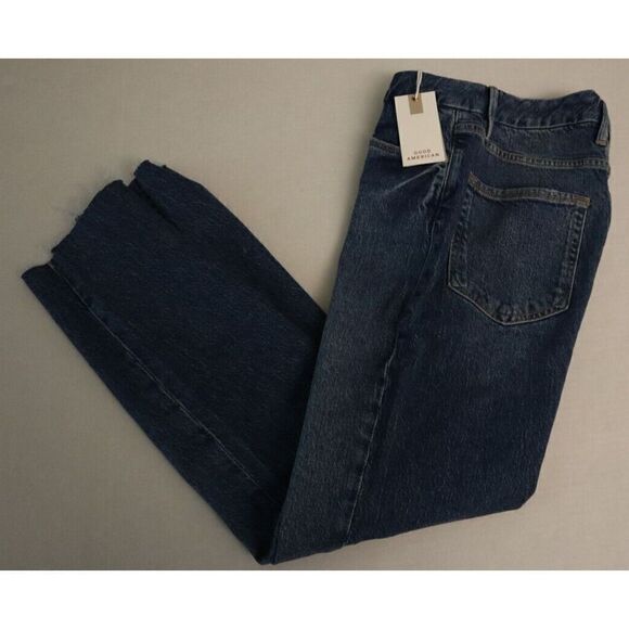 Good American Women Sz 4/27 Blue Good Classic Raw Hem High Waist Slim Jeans $139 - Picture 6 of 7